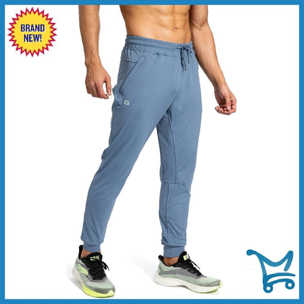 Men's Athletic Sweatpants with Zipper Pockets, Polyester Spandex Joggers